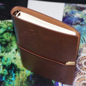 Carnet en cuir PU rechargeable avec bracelet rétro avec gravure personnelle carnet coloré avec trois styles intérieurs au format A5 et A6 image 1