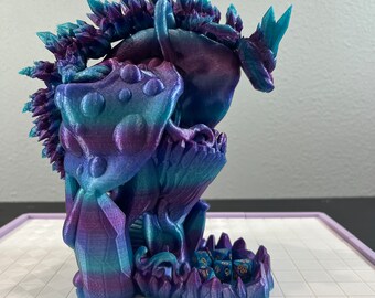 Magical Crystal Dragon Mushroom Dice Tower with Articulating Dragon, Cinderwing3D