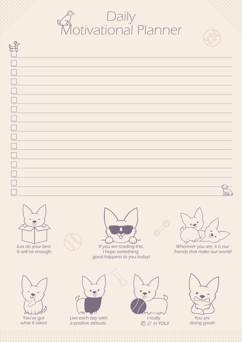 Motivation Planner Layout Daily Motivational Planner Printable Productivity Planner - Etsy