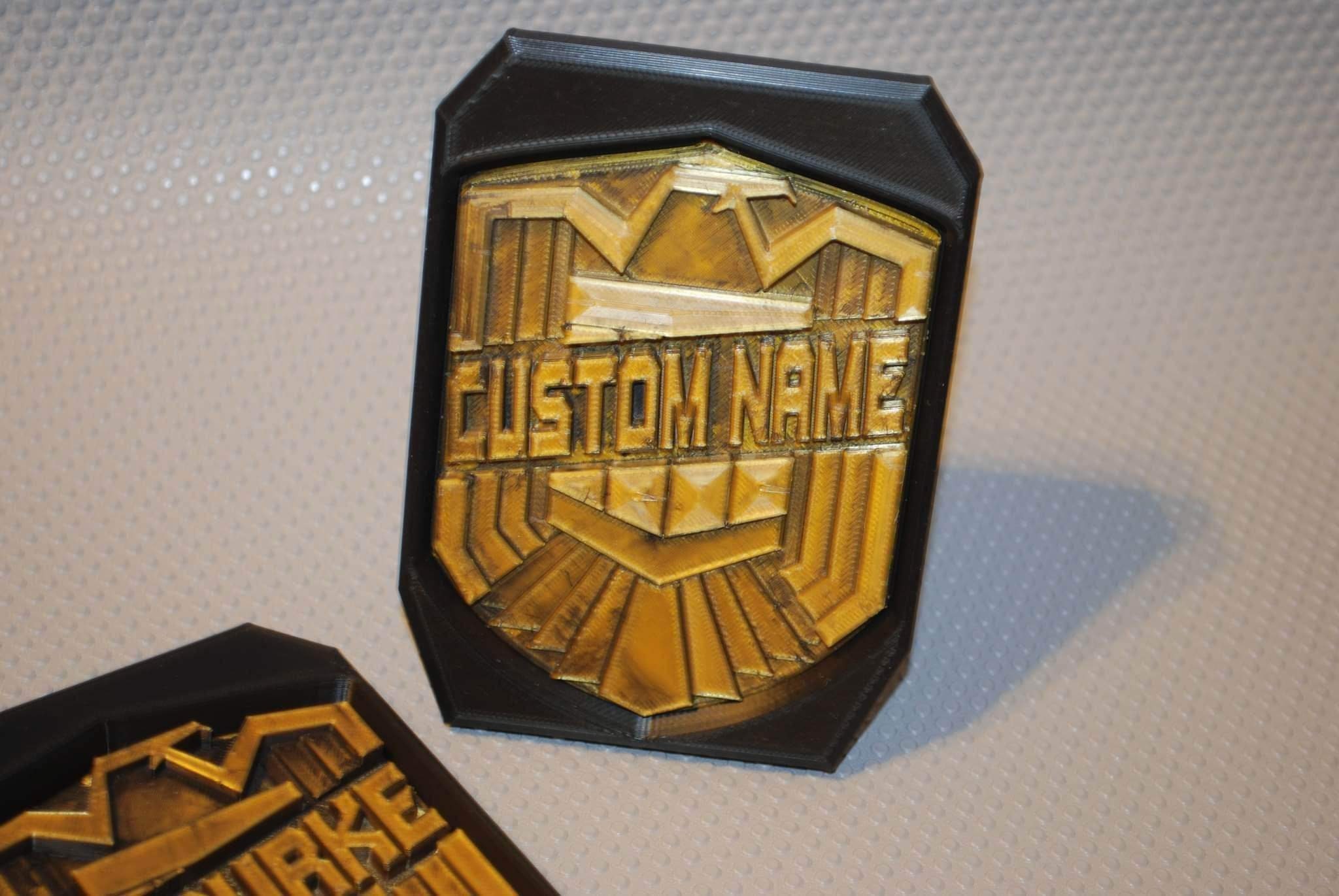Customised Judge Dredd Badge 3D Printed. - Etsy