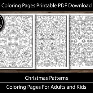 Christmas Pattern Coloring Pages for Adults and Kids | 50 Digital Coloring Pages (Printable, PDF Download) | Digital Workbook