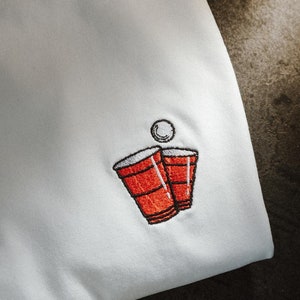 Beer pong Embroidered men's organic cotton t-shirt image 6