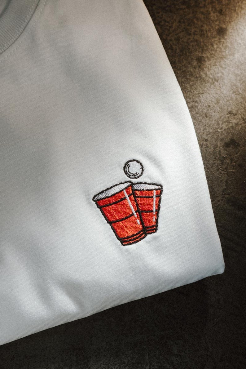 Beer pong Embroidered men's organic cotton t-shirt image 6