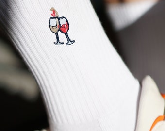 Wein Duett | Bestickte Bio Baumwoll Socken