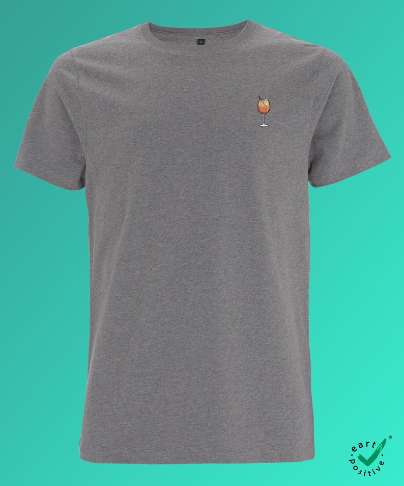 Spray Embroidered men's organic cotton t-shirt Gray