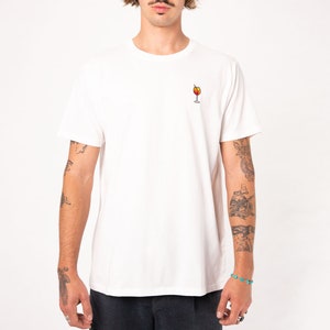 Spray Embroidered men's organic cotton t-shirt White