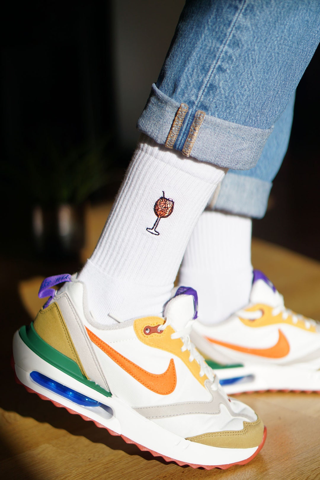 Aperol Spritz Socks 3-Pair Aperol Spritz Novelty Socks Embroidered Cocktail Socks For Women Men 703808