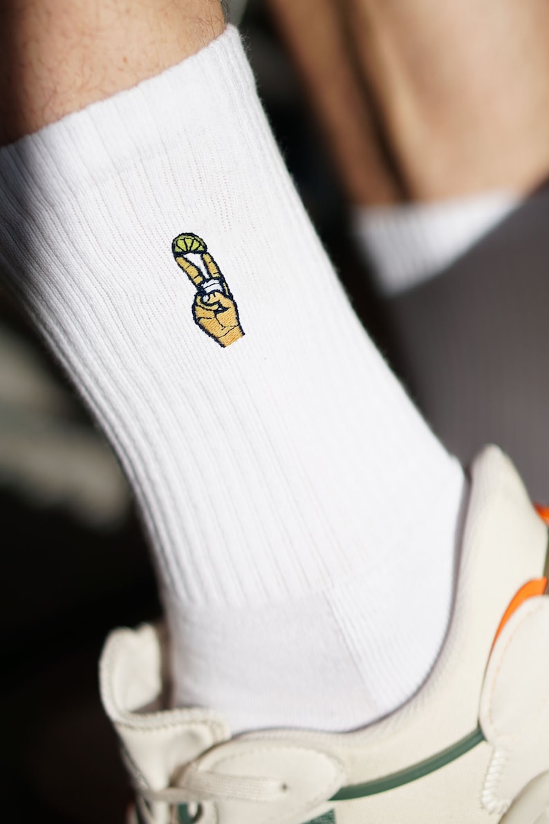 Tequila shot Embroidered organic cotton socks image 2