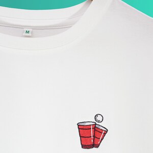 Beer pong Embroidered men's organic cotton t-shirt image 2