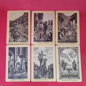 Zeldzame Collectible Vintage Jerusalem Holy Lands laat 19e eeuw Biblic scènes lythografie Postkaarten