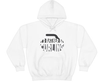 I&#39;d Rather Be Curling Hoodie / Curling Lovers / Curling Rock / Curling Hoodies / I Love Curling / Unisex Heavy Blend Hooded Sweatshirt