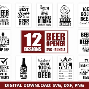 Lot de 12 enseignes d'ouvre-bière, cadeau pour les amateurs de bière, terrasse extérieure, décoration de bar, ouvre-bière mural, cadeau pour papa, cadeau de Noël, fichier découpé cricut