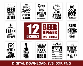 12 Bundle of Beer Opener Signs, beer lovers gift, outdoor patio, bar decor, wall beer opener, gift for dad, christmas gift, cut file cricut