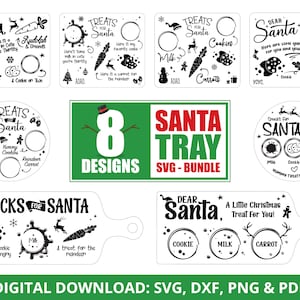 Santa Tablett SVG Bundle, Tablett, Santa Teller, Santa Milchkekse, Kekse für Santa, Karotte svg Cricut, Weihnachten Schneidebrett, Kinder Geschenk