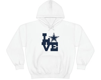 Cowboys LIEBE Hoodie / Stern Hoodie / Dallas Sweatshirt / Plüsch LIEBE Cowboys Hoodie / Unisex Heavy Blend Kapuzen-Sweatshirt