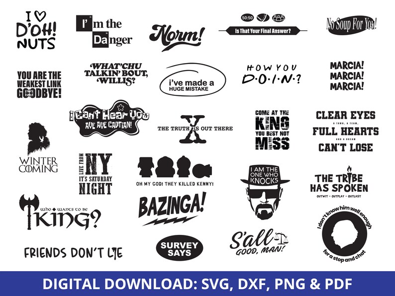 50 SVG TV Show Sayings, Catchphrases and Quotes From Your Favorite