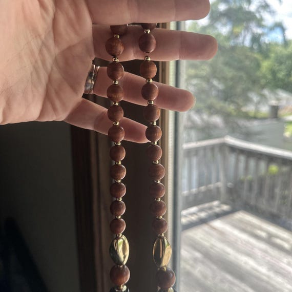 Native American Vintage BOHO Style Wood Bead 24 inch Necklace View 3