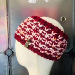 Luxurious Knitted Merino Wool Earwarmer - Stylish Red Headband Gift for Her - Hand Knit Merino Wool Headband - Ear Warmer - Fall Accessory