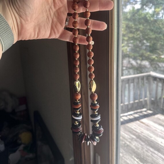 Native American Vintage BOHO Style Wood Bead 24 inch Necklace