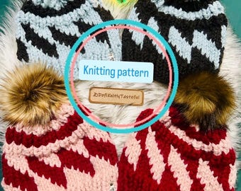 Tilt A Whirl Beanie Knitting Pattern: Adult Colorwork, Super Bulky (PDF Download)