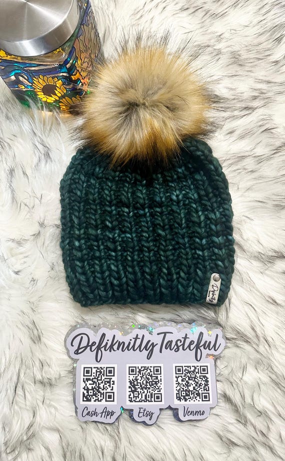 Hand Knit Merino Wool Beanie Hat With Faux Fur Pom Hand Knit Merino Wool Beanie: Dusty Pink Hat With Faux Fur  main image 3