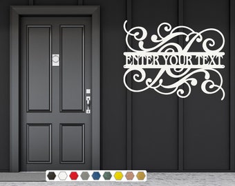 Split Floral Custom Metal Wall Art | Floral Wall Decor | Front Door Sign Modern Wall Art | Floral Metal Sign | Metal Wall Decor