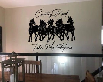 Wild Horses Metal Wall Art, Laser Cut Metal Yard Art, Nature Wall Art Farmhouse Decor, Geometric Garden Plaque, Horse Lover Gift