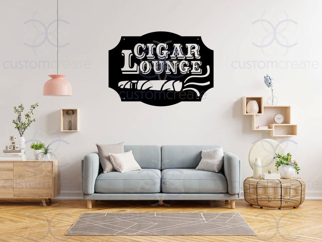 Cigar Lounge Sign Outdoor Wall Art, Metal Sign for Home Bar Decor, Cigar Gifts for Smoker Lover ...