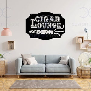 Cigar Lounge Sign Outdoor Wall Art, Metal Sign For Home Bar Decor, Cigar Gifts For Smoker Lover, Laser Cut Metal Sign for Housewarming Gift
