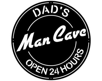 Man Cave Wall Decor, Dads Man Cave Sign, Round Metal Sign, Personalized Man Cave Decor, Custom Man Cave Sign