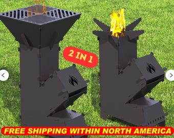 Flat Pack Rocket Stove, 12" Collapsible Rocket Stove, Portable Outdoor Stove, Compact Backpacking Stove for Hiking and Camping