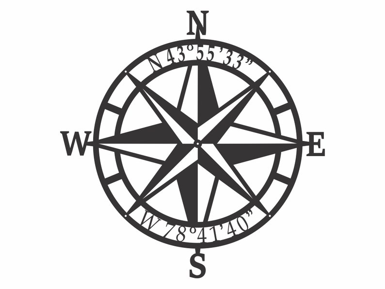 Compass Rose Metal Wall Art Laser Cut Compass Wall Art Etsy