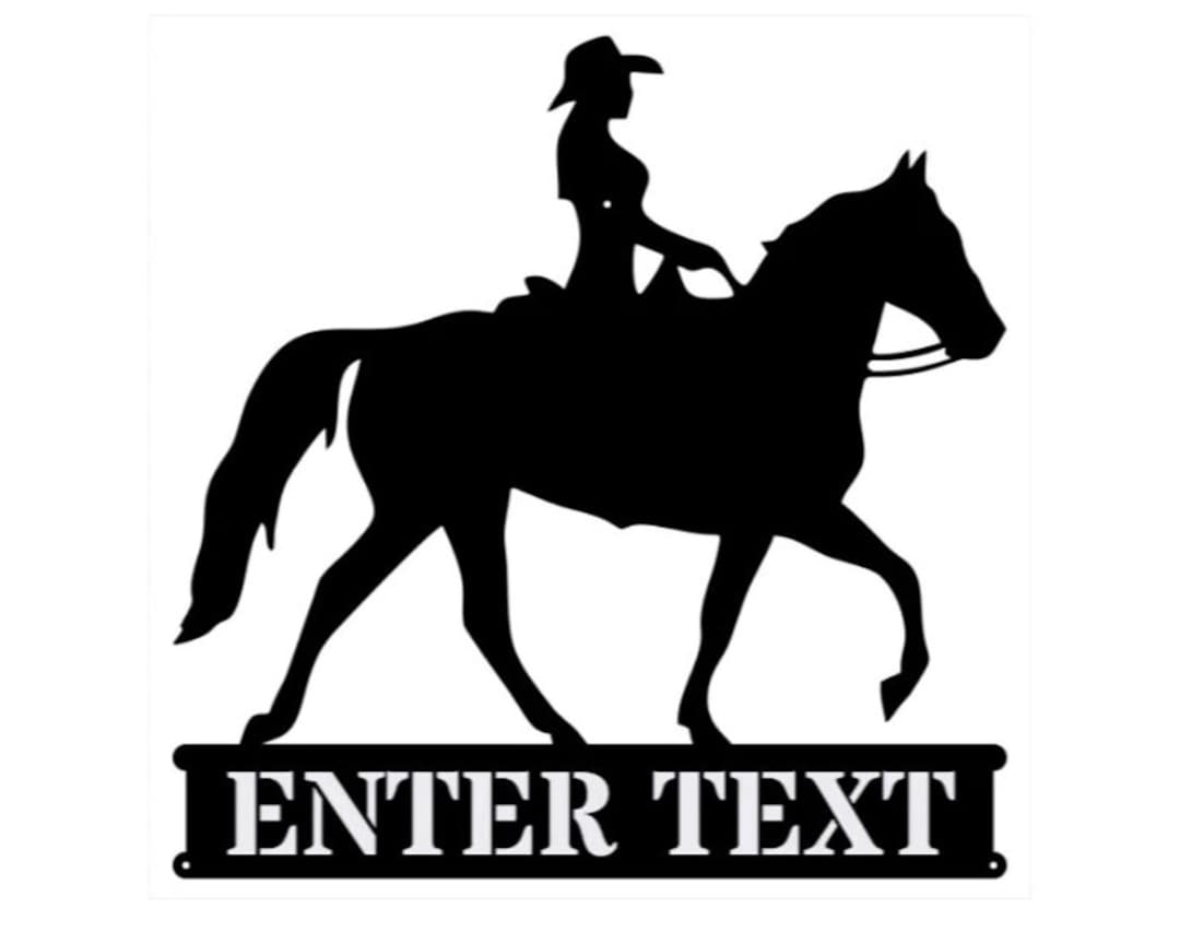 Personalized Horse With Rider Metal Name Sign, Horse Metal Wall ...