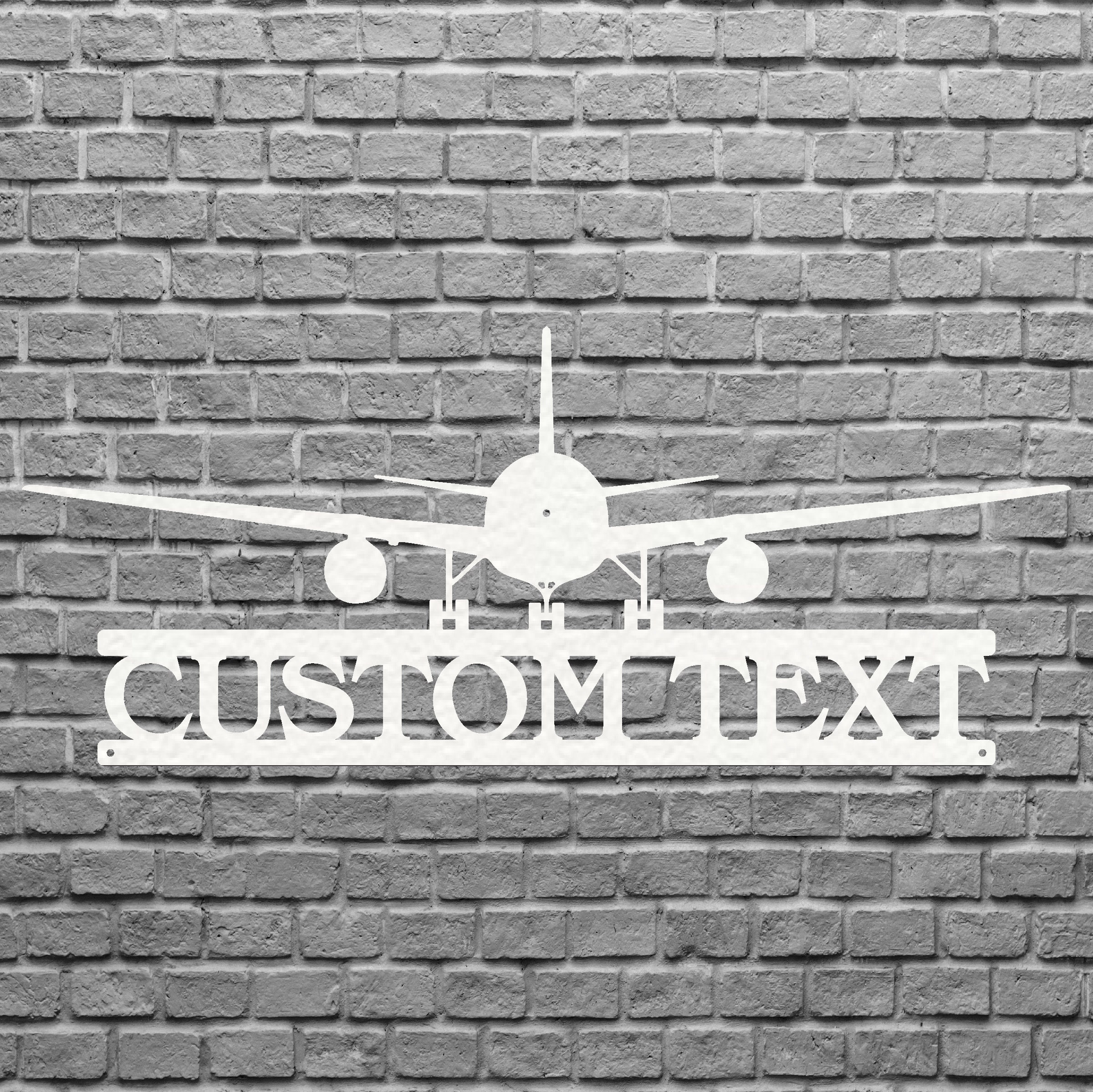 Airplane Sign Wall Art, Personalized Airplane Wall Decor, Metal Wall ...