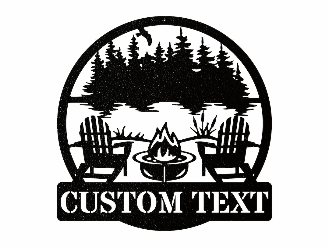 Firepit With Chairs 002 Metal Name Sign, Personalized Metal Fire Pit ...