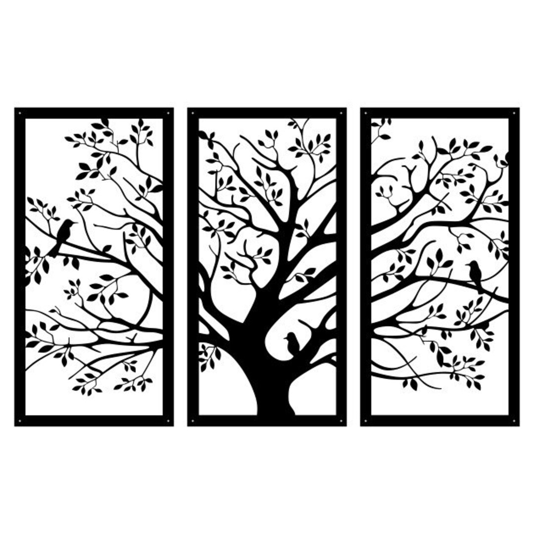 Birds in a Tree Metal Wall Art, Tree Sign, Livingroom Garden and