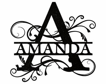 Custom Metal Split Letter Monogram Sign | Personalized Family Name Wall Art