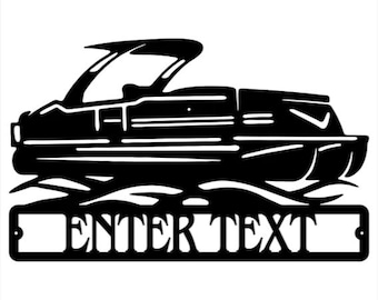 Pontoon Boat Metal Wall Art, Personalized Boat Metal Sign, Custom Name Sign Metal Decor, Black Metal Sign Farmhouse Decor, Pontoon Boat Gift