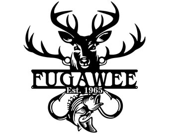 Custom Deer Metal Name Sign, Fishing Wall Art, Hunter Name Sign, Metal Wall Art, Personalized Sign, Family Name Sign, Hunter Gift