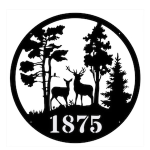 Deer In The Woods Metal Sign, Custom Name Sign Deer Wall Art, Metal Deer Sign Forest Wall Art, Outdoor Animal Metal Sign, Metal Wall Decor