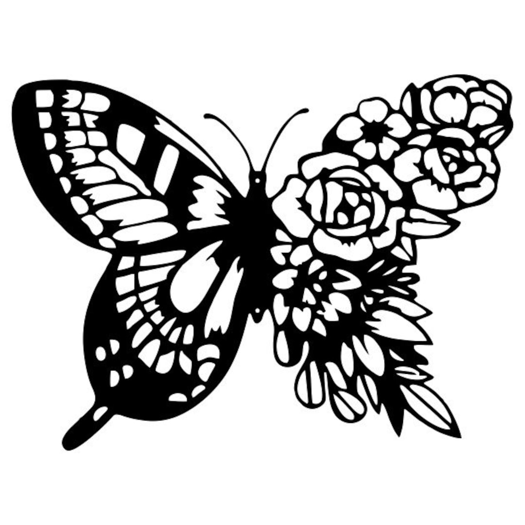 Butterfly Metal Wall Art, Flower Butterfly Wall Decor, Metal Living