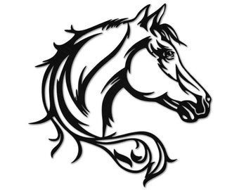 Horse Head Facing Right Metal Wall Art | Farmhouse Metal Wall Decor | Metal Wall Hangings Horse Sign | Animal Wall Art Horse Gifts