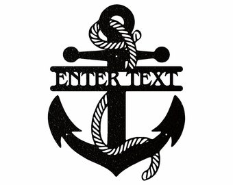 Custom Anchor Metal Name Sign | Metal Wall Art Front Door Decor | Metal Sign Anchor Wall Art | Nautical Modern Wall Art | Anchor Gift