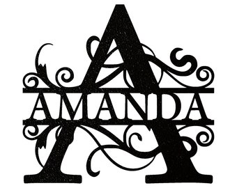Split Monogram Metal Sign | Personalized Family Name Wall Decor