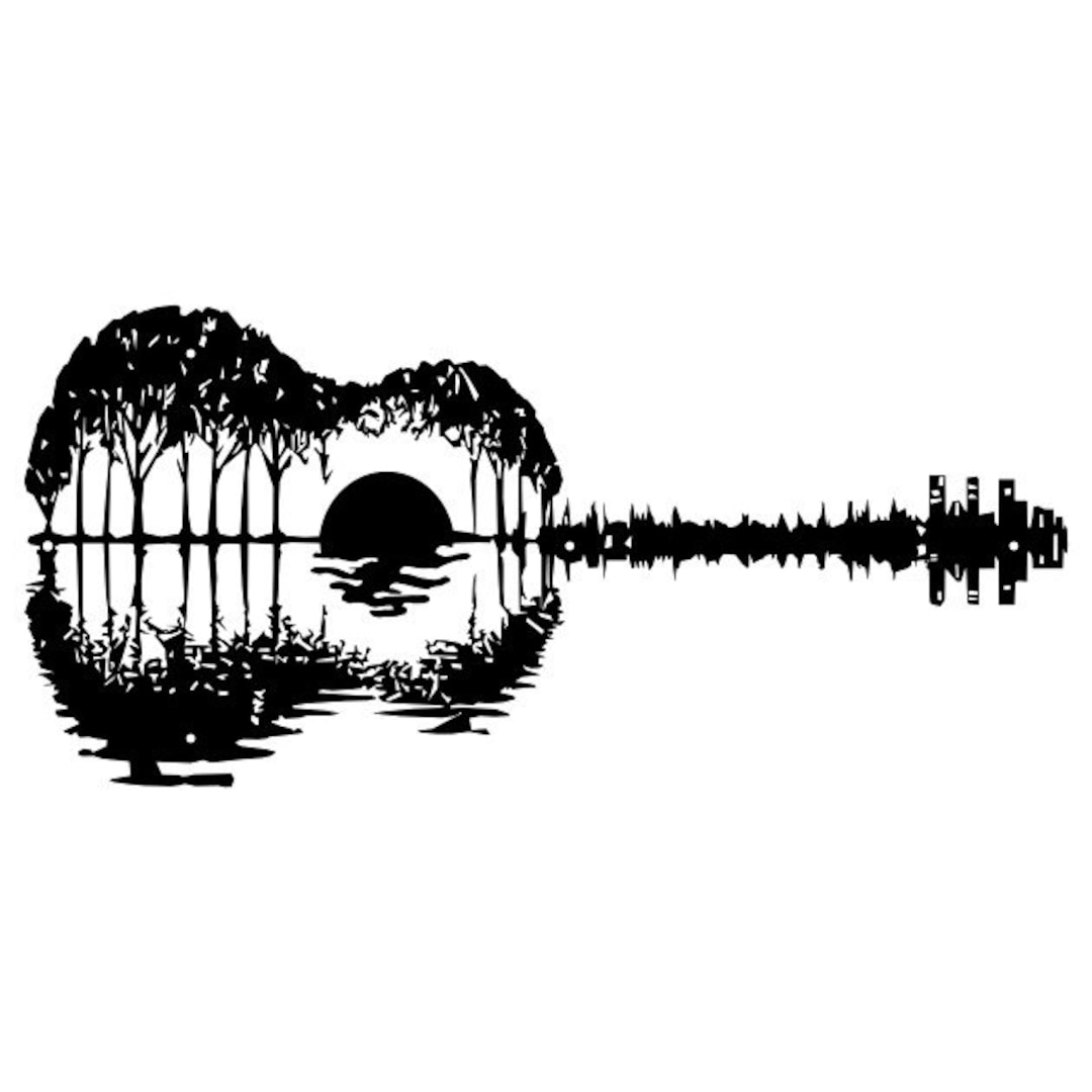 Guitar Mirror Design Metal Wall Art, Guitar Wall Art Gift for Guitar