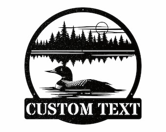 Personalized Loon Metal Sign, Custom Lake House Metal Sign, Outdoor Garden Stake, Custom Name Sign, Garden Decor, Housewarming Gift