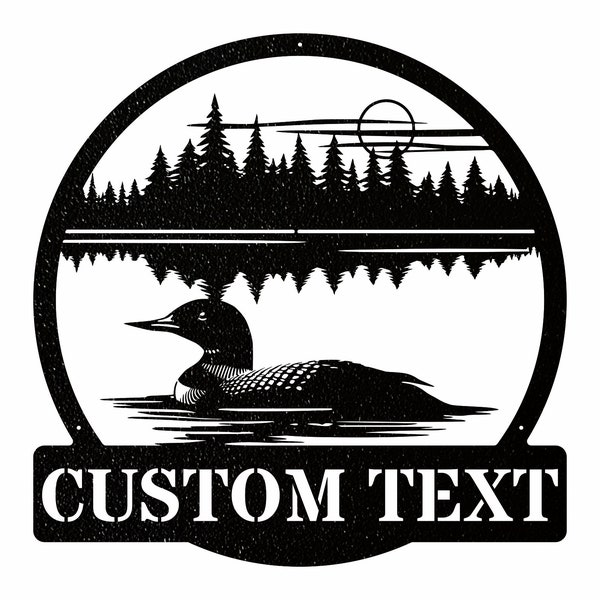 Personalized Loon Metal Sign, Custom Lake House Metal Sign, Outdoor Garden Stake, Custom Name Sign, Garden Decor, Housewarming Gift