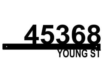Horizontal Street Number & Name Metal Sign Outdoor, Custom Name Sign, House Number Plaque, Metal Address Sign, Beach House Signs