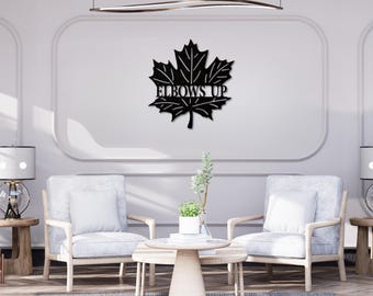 Elbows Up Canada Metal Artwork, Laser Cut Maple Leaf Wall Art, Canada Metal Art Aesthetic Room Decor, Housewarming Gift