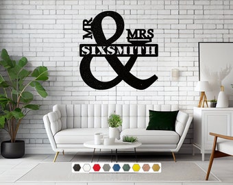 Custom Mr. And Mrs. Sign | Wedding Sign Metal Wall Art | Family Name Sign Metal Wall Decor | Metal Name Wedding Sign | Mr. And Mrs. Gifts